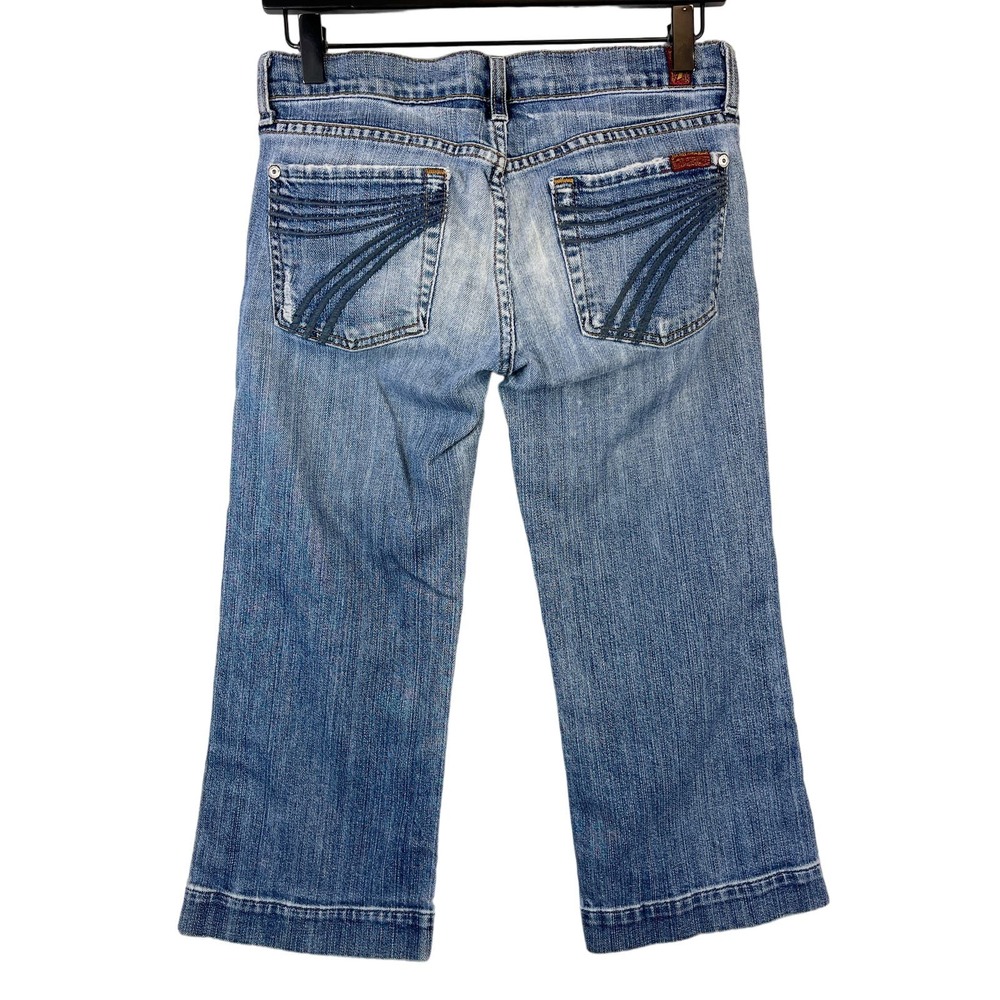 7 For All Mankind (27) Dojo Crop Wide Leg Pants Mid-Rise Blue 20”